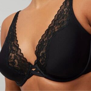 Soma Essentials Plunge Unlined Bra with Lace Trim